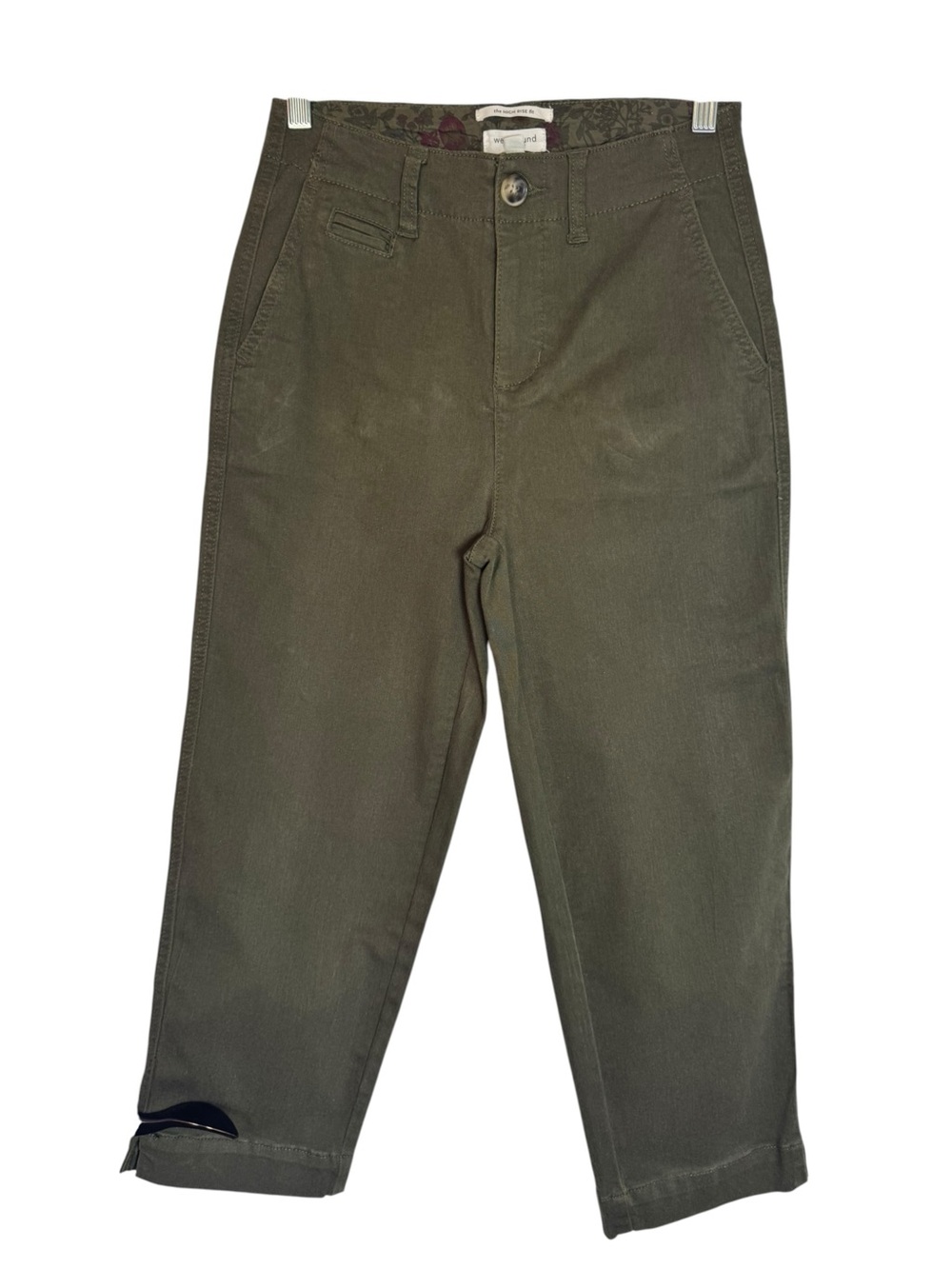 Westbound Olive Green Casual High Rise Cropped Chino 4 Petite Pants